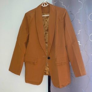 BLENCOT Casual Blazers Long Sleeve Open Front Blazer - XL Brown